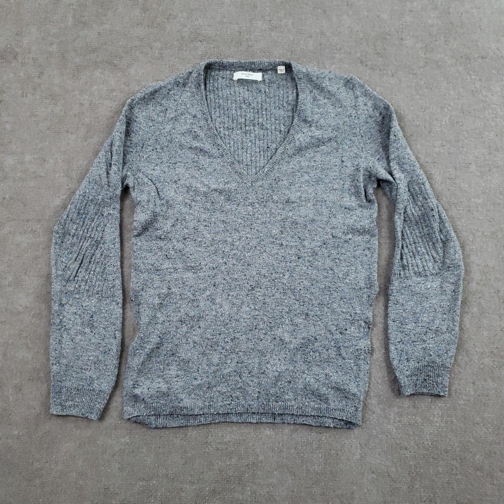 Billy Reid Sweater Womens XXS‎ Gray V Neck Made In Italy Silk Wool Blend